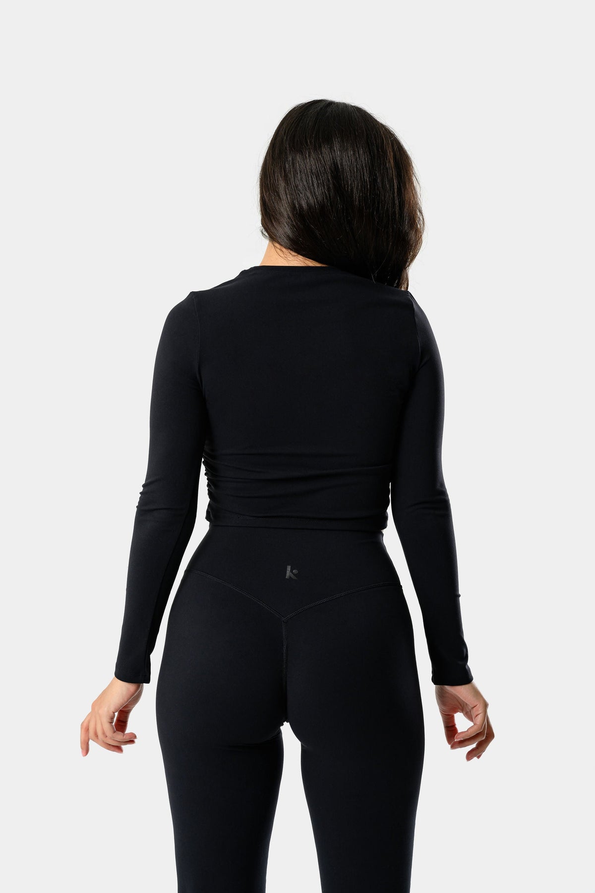 Everly Long Sleeve Crop Top - Black