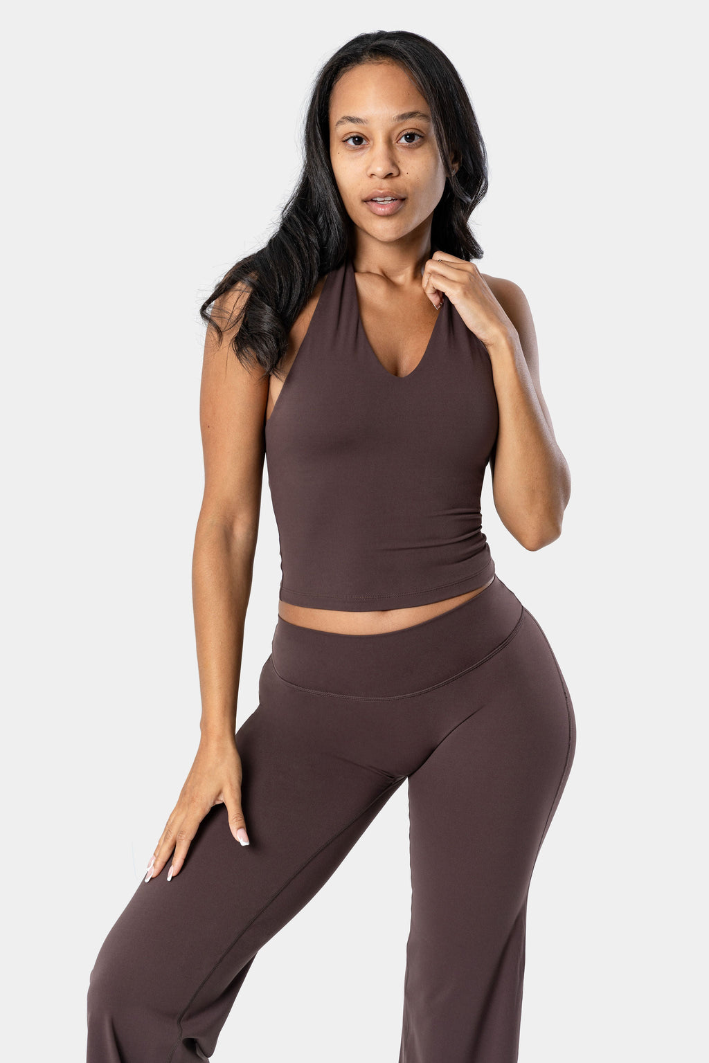 Lunara Halter Tank - Chocolate Brown